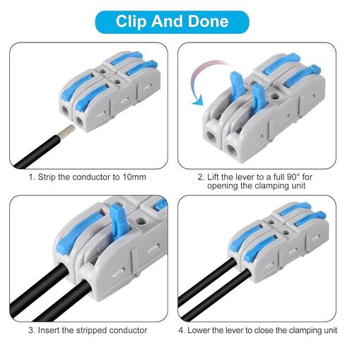 60 Pcs 1 in 1 Out Quick Lever Wire Connectors Conductor Compact Connectors Connect Splicing 28-12 AWG Electrical Wire Terminals Blue/Orange for Compact Inline Terminals Circuit Splices in Saudi Arabia