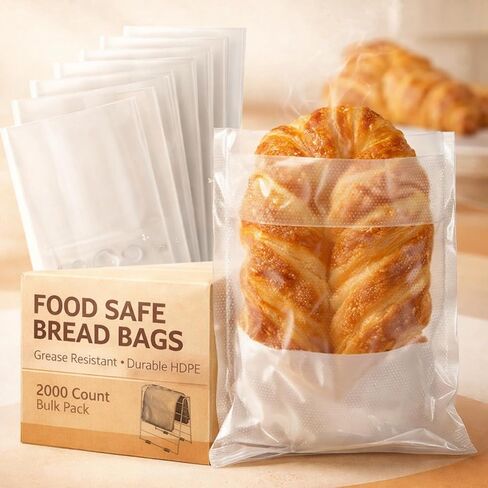 Marspark 2000 Pcs High Density Saddle Bags 6.5 Inch x 7 Inch Disposable Fold Top Sandwich Bags HDPE Portion Deli Food Storage with Perforation Flip-top Closure for Packaging Cheese Bakery Deli Takeout in Saudi Arabia