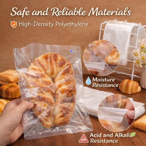 Marspark 2000 Pcs High Density Saddle Bags 6.5 Inch x 7 Inch Disposable Fold Top Sandwich Bags HDPE Portion Deli Food Storage with Perforation Flip-top Closure for Packaging Cheese Bakery Deli Takeout in Saudi Arabia