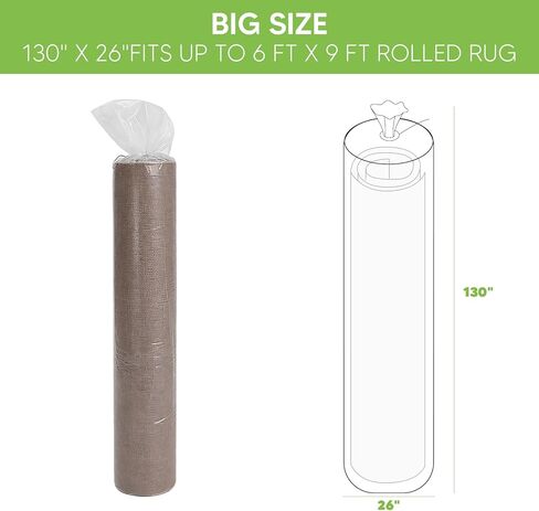 1 PC Plastic Rug Storage Bag for Moving, 4 Mil Heavy Duty Reusable Rug Shipping Bag, Fit Rolled Carpet Up to 9 x 12 Feet, Waterproof Clear Rugs Cover Protector, 130 x 26 Inches in Saudi Arabia