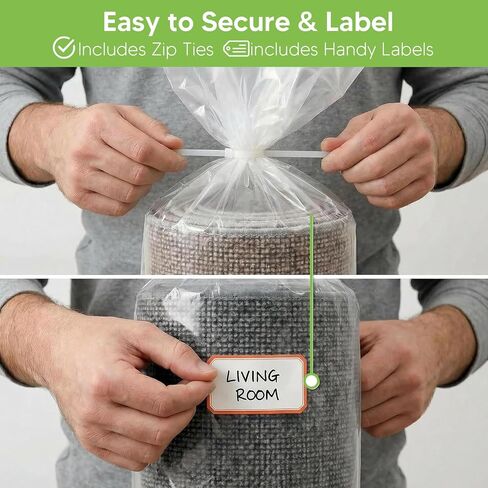 1 PC Plastic Rug Storage Bag for Moving, 4 Mil Heavy Duty Reusable Rug Shipping Bag, Fit Rolled Carpet Up to 9 x 12 Feet, Waterproof Clear Rugs Cover Protector, 130 x 26 Inches in Saudi Arabia