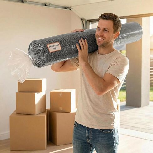 1 PC Plastic Rug Storage Bag for Moving, 4 Mil Heavy Duty Reusable Rug Shipping Bag, Fit Rolled Carpet Up to 9 x 12 Feet, Waterproof Clear Rugs Cover Protector, 130 x 26 Inches in Saudi Arabia