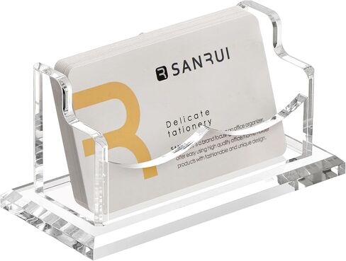 SANRUI Acrylic Multiple Business Card Holder Display for Desk , 15 Slots Business Card Stand , Clear Horizontal 5 Tier Business Card Holders, Holds 750-900 Cards in Kuwait