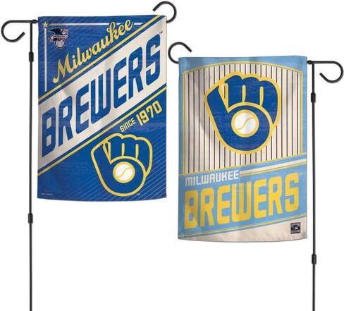 أعلام حديقة WinCraft MILWAUKEE BREWERS/COOPERSTOWN GARDEN 2 جانب 12.5 بوصة × 18 بوصة، بيج، أزرق، أصفر، أبيض in Saudi Arabia
