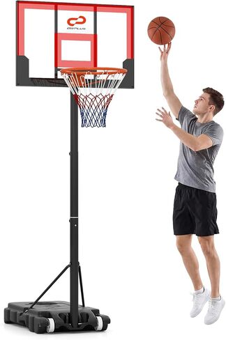 Goplus Basketball Hoop Outdoor, Portable 3.3-7FT/10FT Adjustable Basketball Goal System w/Shatterproof PC Backboard, Wheels for Adults in Pool Driveway Backyard in Saudi Arabia