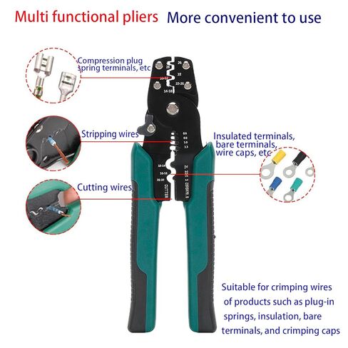 Tube Shaped Insulated Wire Terminal, Suitable for Connecting 16AWG Wires, Power switches, sockets, Electrical interfaces, etc., Circular, with a Multifunctional Pliers and 1 roll of Insulating Tape in Saudi Arabia