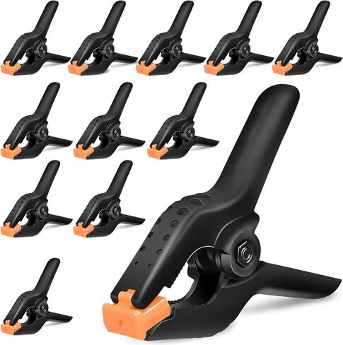 Heavy Duty Spring Clamps, 3.7 Inch Small Heavy Duty Clip with 1.6 Inch Jaw Opening, Non-Slip Handle, Strong Grip Clips for Woodworking, Photography, Crafting, and DIY Projects (12 pack) in Saudi Arabia