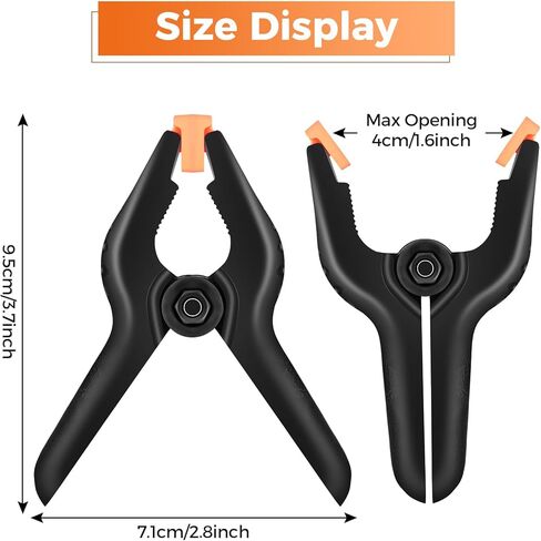 Heavy Duty Spring Clamps, 3.7 Inch Small Heavy Duty Clip with 1.6 Inch Jaw Opening, Non-Slip Handle, Strong Grip Clips for Woodworking, Photography, Crafting, and DIY Projects (12 pack) in Saudi Arabia