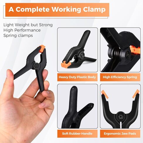 Heavy Duty Spring Clamps, 3.7 Inch Small Heavy Duty Clip with 1.6 Inch Jaw Opening, Non-Slip Handle, Strong Grip Clips for Woodworking, Photography, Crafting, and DIY Projects (12 pack) in Saudi Arabia