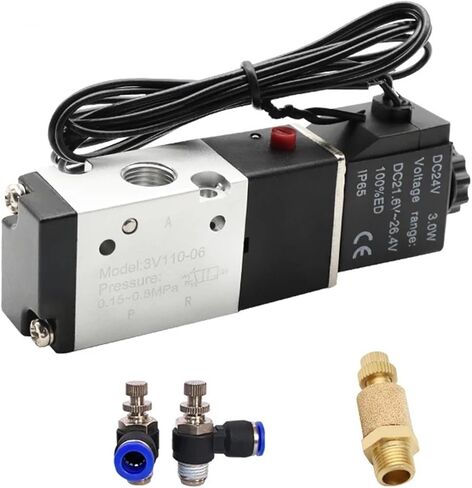 Pneumatic 3/2 Way Solenoid Valve 2 Position Operated Single Electric Control 3V110-06 1Pcs(3V110-06 w SL4-01) in Saudi Arabia