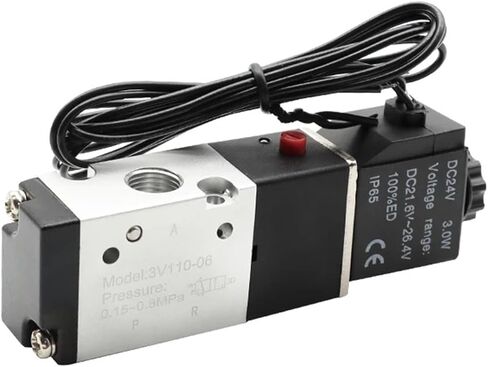 Pneumatic 3/2 Way Solenoid Valve 2 Position Operated Single Electric Control 3V110-06 1Pcs(3V110-06 w SL4-01) in Saudi Arabia