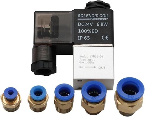 2V025-06/08 NC 1/8/1/4 Inch Solenoid Valve DC 24V Pneumatic Position Coil Alloy Internal Electric AC 110V 220V 1Pcs(2V025-08 w BT6-02) in Saudi Arabia