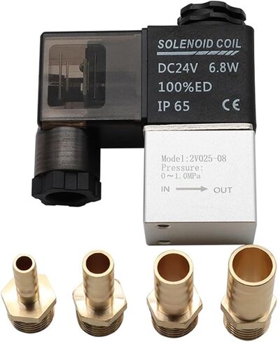 2V025-06/08 NC 1/8/1/4 Inch Solenoid Valve DC 24V Pneumatic Position Coil Alloy Internal Electric AC 110V 220V 1Pcs(2V025-08 w BT6-02) in Saudi Arabia
