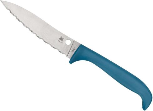 Spyderco Counter Puppy 6.9" Kitchen Knife with 3.46" Corrosion-Resistant 7Cr17 Stainless Steel Blade and Injection-Molded Blue Plastic Handle - Plainedge - K20PBL in Saudi Arabia