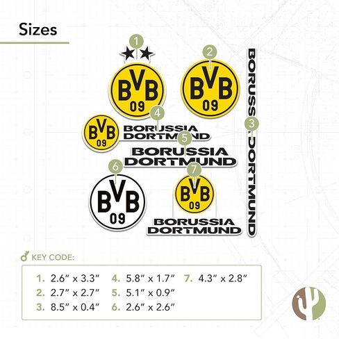 Desert Cactus Borussia Dortmund FC Sticker Decal Vinyl BVB German Germany Die Schwarzgelben Soccer Laptop Water Bottle Car Scrapbook (Type 2-1) in Saudi Arabia