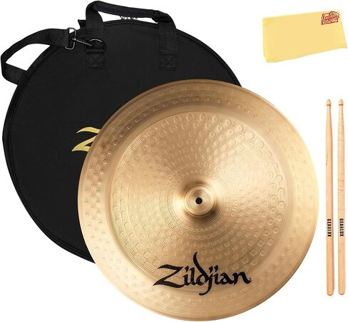 مجموعة الصنج الصيني مقاس 45.72 سم من Zildjian مع حقيبة الصنج وأعواد الطبول وقماش تلميع أوستن بازار in Kuwait