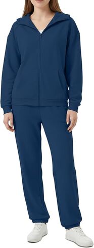 Women's No Drawstring 2 Piece Sweatsuits Set Full Zip Hoodie & Jogger Pants Casual Oversized Lounge Workout Outfits in Saudi Arabia