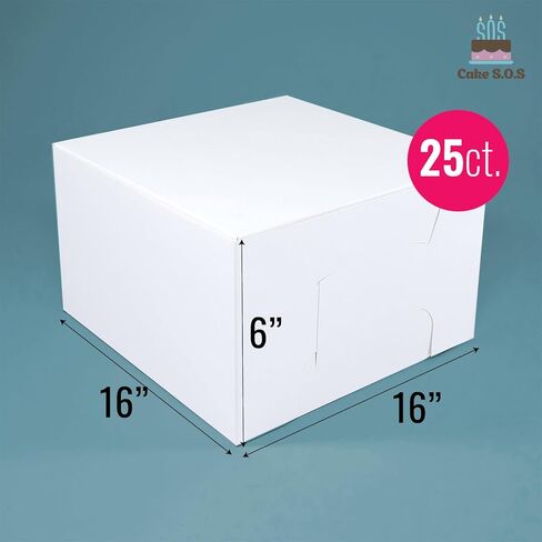 16x16x6 inches White Cake box, Premium Bakery Boxes, One piece, Perfect for packaging and selling cakes, donuts, cookies, and muffins (25-Pack) in Saudi Arabia