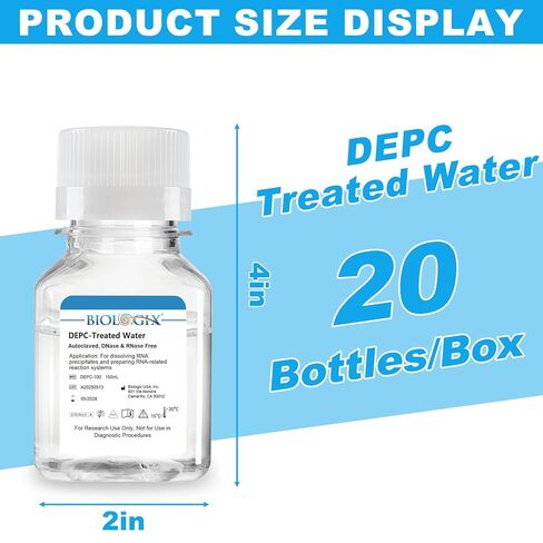 CryoKing DEPC-Treated Water, Diethylpyrocarbonate-Treated Ultrapure Water, More than 99.99% Purity, Lab-grade Purified, Sterilization, RNase & DNase Free, Proteinase Free, 100ml/Bottle in Saudi Arabia