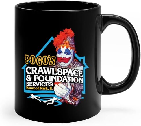 أروع القمصان على الأرض POGO'S Crawlspace & Foundation - كوب سيراميك للشاي والقهوة والقاتل المتسلسل جون واين جاسي (أسود، 11 أونصة) in Kuwait