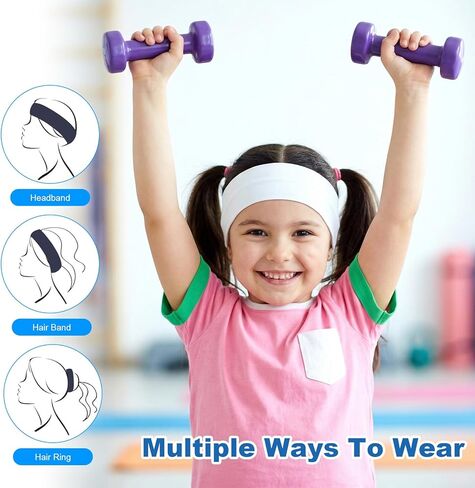 4 Pcs Elastic Kids Sports Headbands Athletic Absorbing Sweat Headband Wicking Boys Girls Sweatbands Kids Sports Headbands for Football Basketball Running Tennis Baseball Running Gym in Kuwait