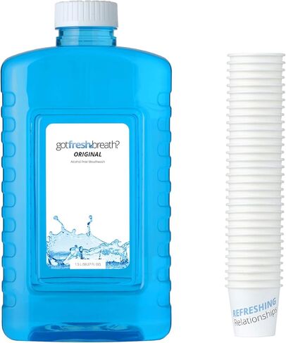 GotFreshBreath Slim Mouthwash Case (Original Flavor) – 6 Bottles + Cups - Alcohol-Free Mouthwash - Fits Both Auto and Commercial Dispensers, 600 Uses Per Case, for Commercial Use in Saudi Arabia