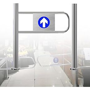 Supermarket Entrance 1-Way Safety Door,Spring-Loaded Safety Swing Gate with Post Mount,90° Opening Metal Barricade for Supermarket, Library, Scenic Store(Left,38x39in in Kuwait