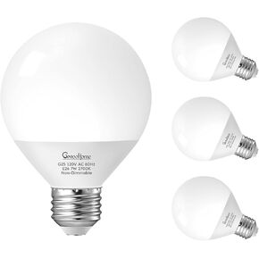 مصابيح إضاءة GvvooHome للحمام، G25 LED لمبات الإضاءة الأرضية لغرفة تبديل الملابس بمرآة المكياج، ما يعادل 60 وات، ضوء النهار 5000 كلفن، 800 لومن، قاعدة E26، غير قابلة للتعتيم، 6 عبوات in Kuwait