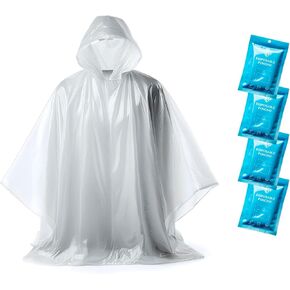 ZENO Disposable Rain Ponchos for Adults - Clear with Hood, Compact Emergency Ponchos for Hiking, Camping, Travel - Pack of 4 - Bubble Pop Edition in Saudi Arabia