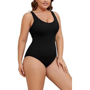 SHEKINI Women Plus Size Swimsuit U Neck Color Block Print One Piece Modest Tummy Control Bathing Suits Padded Swimwear in Kuwait