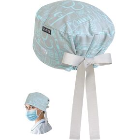 Euro Style Scrub Caps for Women and Men with Buttons, Surgical Tech Pattern Working Hat, Adjustable Polyester Head Cover for Long or Short Hair in Kuwait