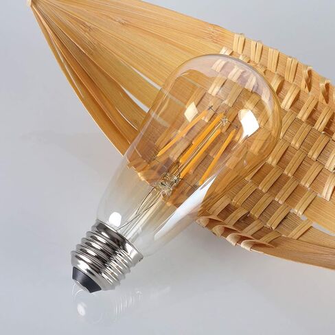 HESSION Vintage LED Edison Bulbs 4W ST58,Equivalent 60W,Dimmable,6 Pack E26 Base 400Lumens, 2700K Warm White, Antique LED Filament Bulb,85+ CRI, Edison Light Bulbs Amber Glass for Home, Bedroom in Saudi Arabia