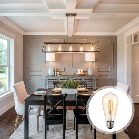 HESSION Vintage LED Edison Bulbs 4W ST58,Equivalent 60W,Dimmable,6 Pack E26 Base 400Lumens, 2700K Warm White, Antique LED Filament Bulb,85+ CRI, Edison Light Bulbs Amber Glass for Home, Bedroom in Saudi Arabia