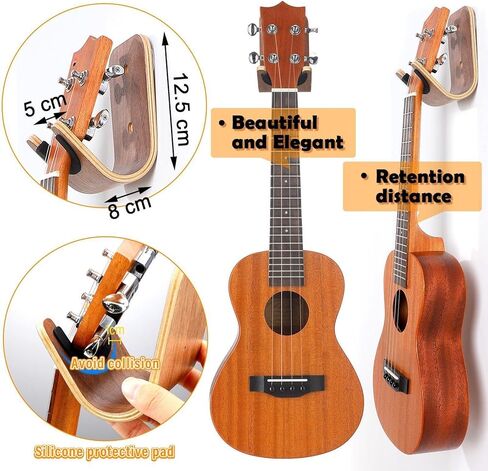 Guitar Wall Mount Holder Guitar Hanger with Pick Slot Skateboard Rack Modern Design Guitar Hook Ukulele Stand Wooden Violin Display Stand with Tool for Storage Bass Acoustic Mandolin Banjo (1 Set) in Saudi Arabia