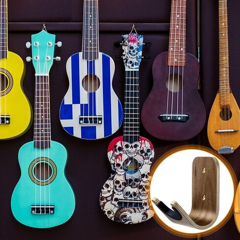 Guitar Wall Mount Holder Guitar Hanger with Pick Slot Skateboard Rack Modern Design Guitar Hook Ukulele Stand Wooden Violin Display Stand with Tool for Storage Bass Acoustic Mandolin Banjo (1 Set) in Saudi Arabia