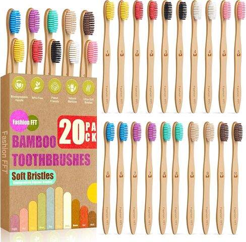 30 Pack Bamboo Toothbrushes – Soft Bristle, BPA-Free, Natural Wood Handle, Bulk Toothbrush Set for Adults Family Travel (Vibrant 10 Colors) in Saudi Arabia