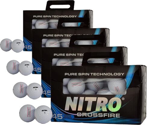 Nitro Golf Crossfire 45 Ball Pack Golf Balls, White in Kuwait