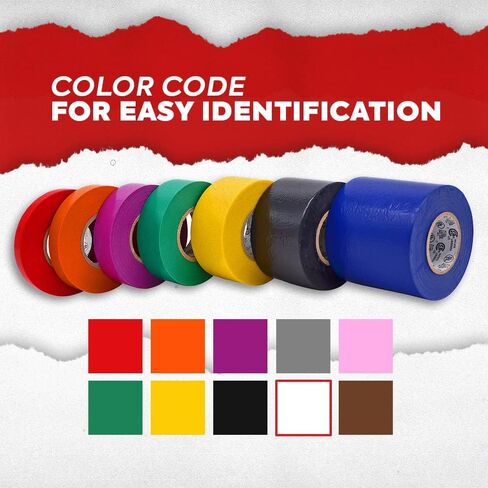 MAT Professional Grade Wide Electrical Tape Blue - 1 inch x 66 ft. UL/CSA listed core - Waterproof, Flame Retardant, & Strong Rubber Based Adhesive for Use At No More Than 600V & 176F in Saudi Arabia