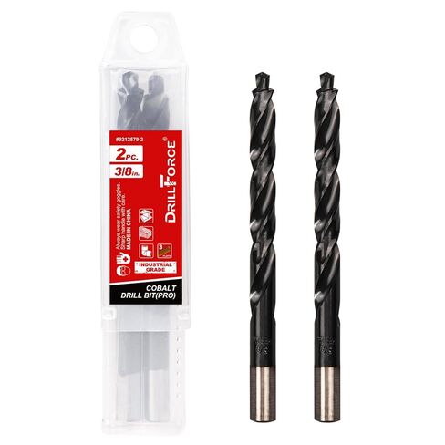 2PCS 3/8" Cobalt Drill Bits Set (Pro), Industrial Grade M35 Titanium Aluminum Nitride, Upgraded Bullet Point Tip, for Hardened Metal, Stainless Steel in Saudi Arabia