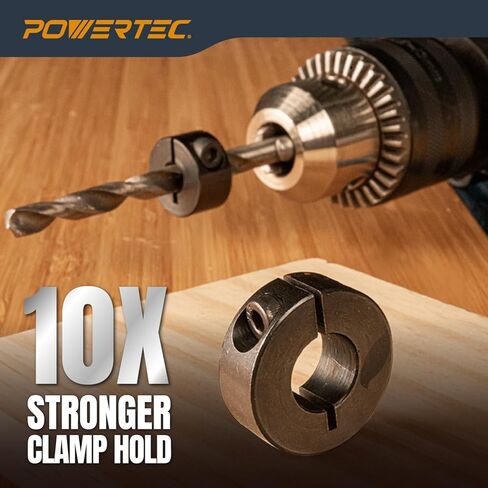 طقم طوق إيقاف مثقاب POWERTEC مع علامات حجم النظام المتري - مجموعة 7 قطع توقف عمق قابل للتعديل مع مفتاح ألين M4 - 3 مم، 4 مم، 5 مم، 6 مم، 8 مم، 10 مم، 12 مم (71492 فولت) in Kuwait