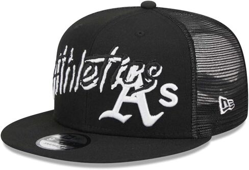 قبعة بيسبول للرجال من New Era Trucker Mesh Street Dub 9fifty Snapback قابلة للتعديل - أسود/أبيض in Saudi Arabia