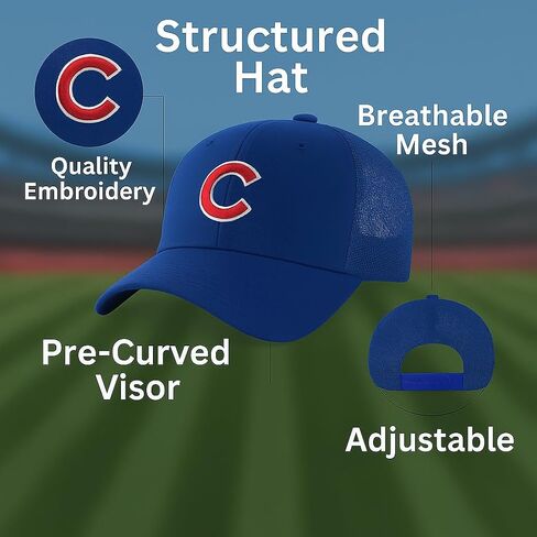Officially Licensed Chicago Baseball Royal MVP Mesh Trucker Hat Classic Adjustable Primary Cubs Team Logo Embroidered Snapback Blue Sports Cap in Saudi Arabia