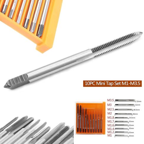 Cnonee1 10pcs Metric Right Hand Screw Thread Taper Shank Drill M1/M1.2/M1.4/M1.6/M1.7/M1.8/M2/M2.5/M3/M3.5 Set in Saudi Arabia