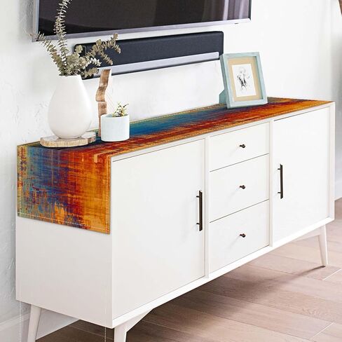 Orange and Blue Table Runner Modern Abstract Messy Rust Painting Linen Dresser Runner Vintage Farmhouse Style Table Decor for Kitchen Dining Wedding Coffee Home Party (Orange, 13"x 71") in Saudi Arabia