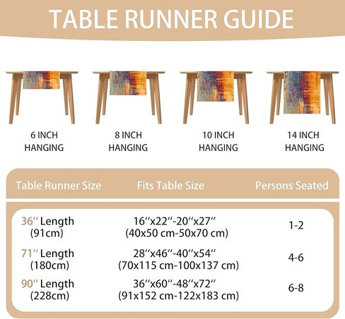 Orange and Blue Table Runner Modern Abstract Messy Rust Painting Linen Dresser Runner Vintage Farmhouse Style Table Decor for Kitchen Dining Wedding Coffee Home Party (Orange, 13"x 71") in Saudi Arabia