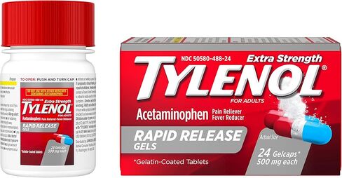 Tylenol Extra Strength Acetaminophen Rapid Release Gels, Pain Reliever & Fever Reducer, 24 ct in Saudi Arabia