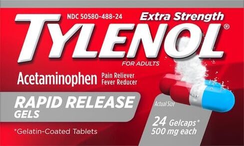 Tylenol Extra Strength Acetaminophen Rapid Release Gels, Pain Reliever & Fever Reducer, 24 ct in Saudi Arabia