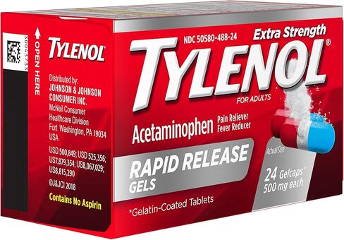Tylenol Extra Strength Acetaminophen Rapid Release Gels, Pain Reliever & Fever Reducer, 24 ct in Saudi Arabia