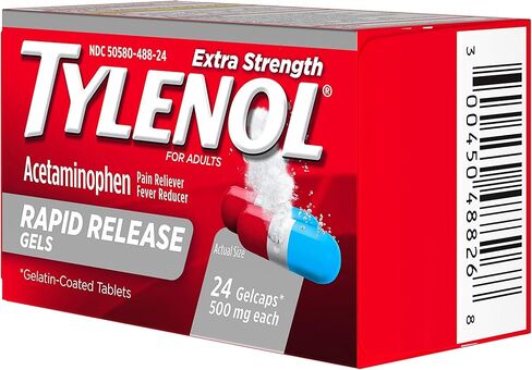 Tylenol Extra Strength Acetaminophen Rapid Release Gels, Pain Reliever & Fever Reducer, 24 ct in Saudi Arabia