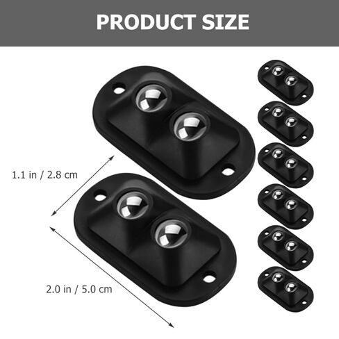 Luxshiny 8pcs Adhesive Mini Swivel Caster Wheels Black Double Ball Bearings Small Sticky-on Casters for Storage Boxes and Trash Bins Industrial Appliance Movers in Saudi Arabia